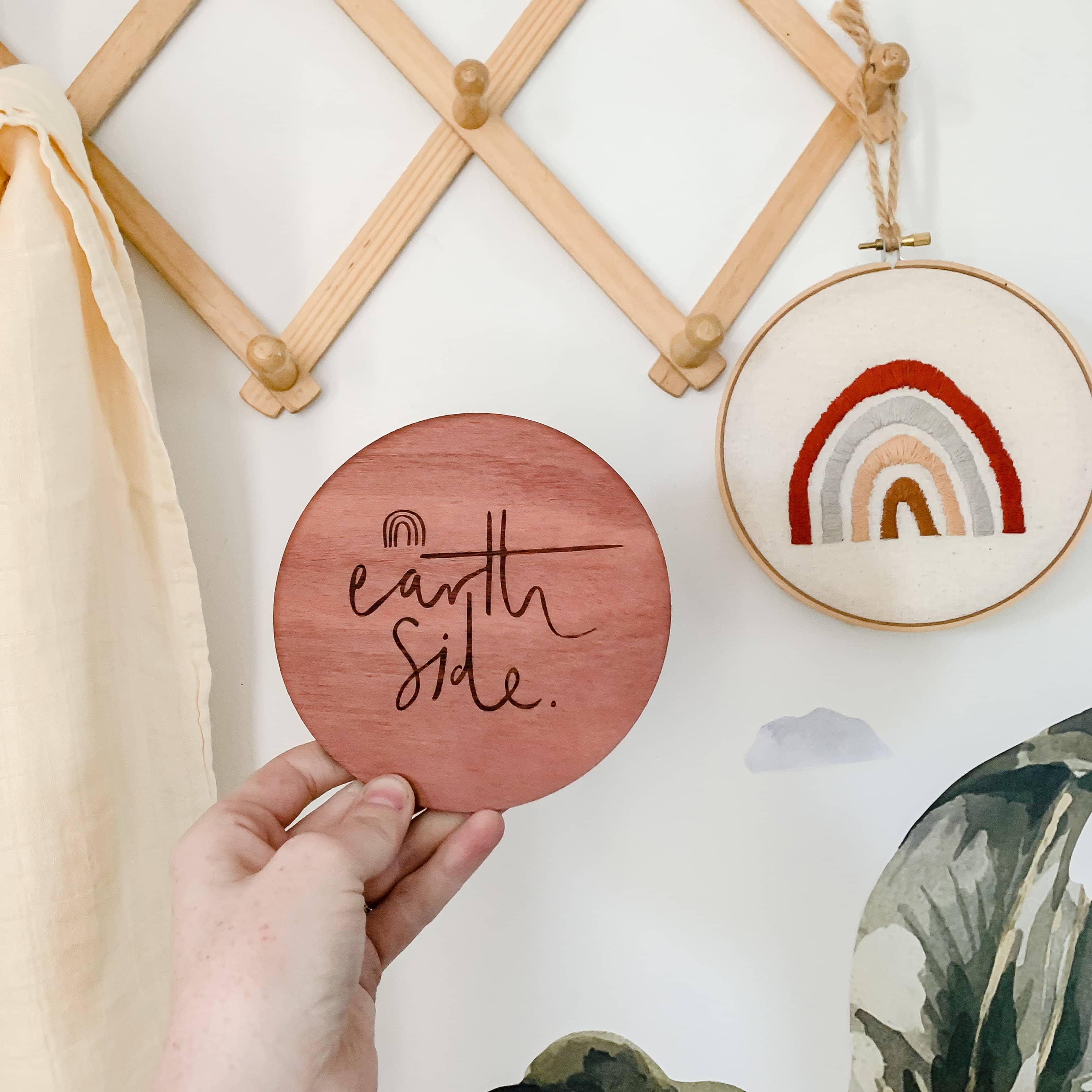 Earth Side Wooden Birth Announcement Disc - Bubba Bump