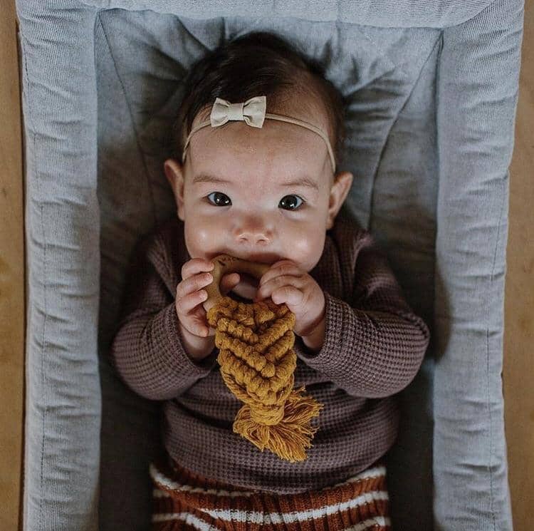 Mustard Macrame Teether - Bubba Bump