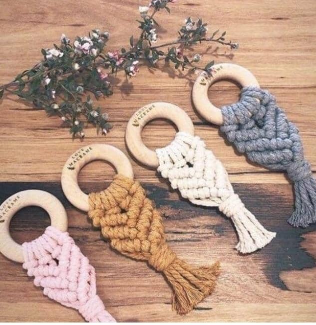 Mustard Macrame Teether - Bubba Bump