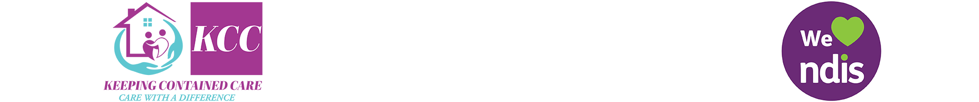 Logos of KCC and We Love NDIS on a white background