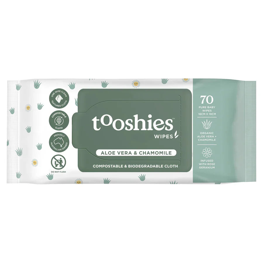 Tooshies Aloe Vera & Chamomile Wet Wipes, (70Wipes / Pack) - 4packs / Ctn (4500)