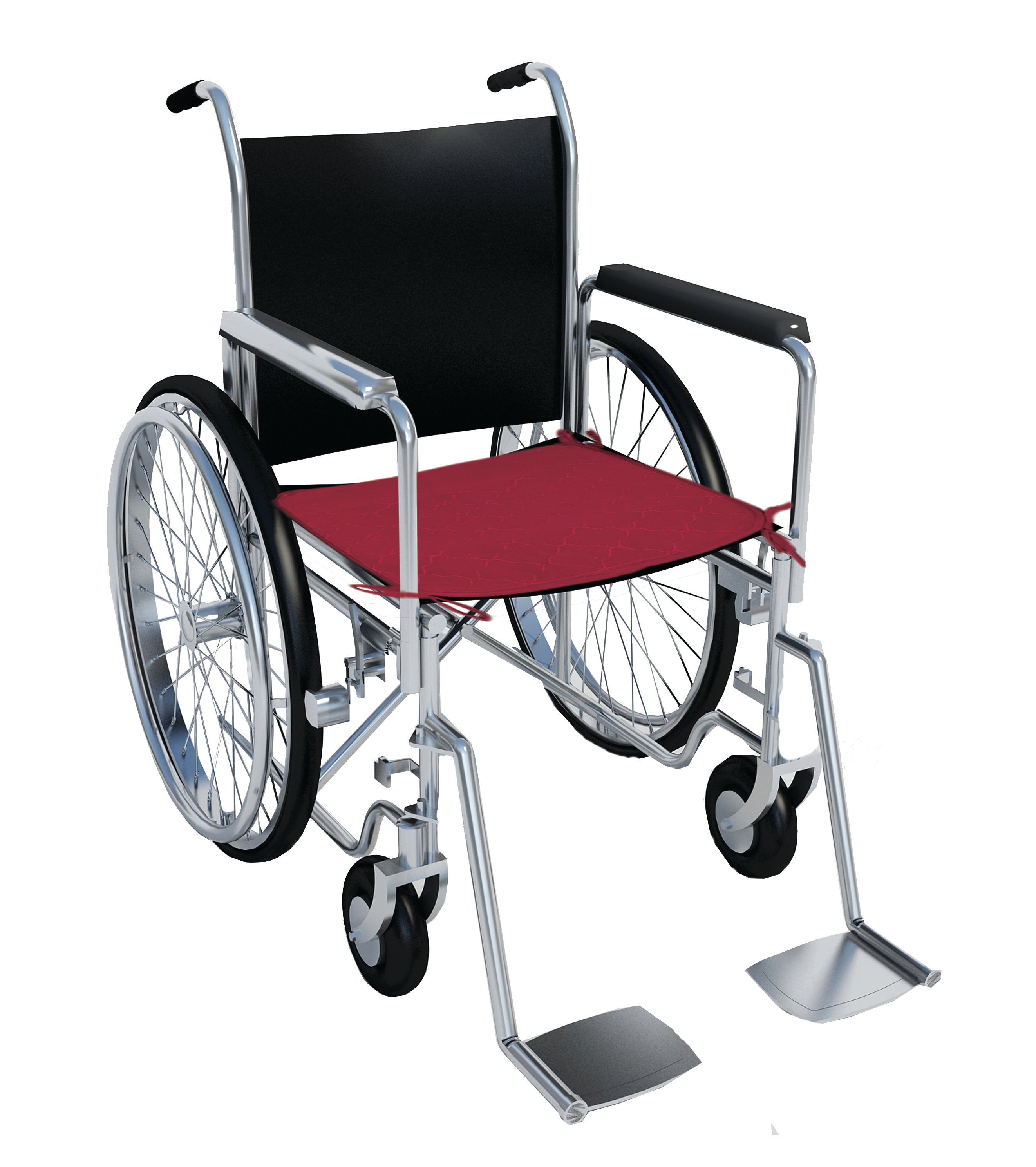 A Square Chair Pad with a soft, quilted polycotton surface. Ties on each corner to secure to seating. Perfect for wheelchair seating.